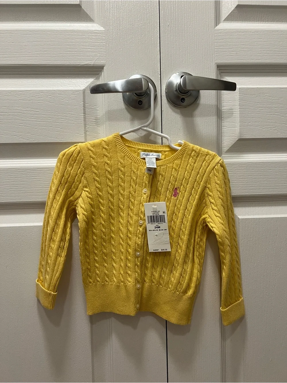 Ralph Lauren Yellow Cable-Knit Baby Cardigan NWT